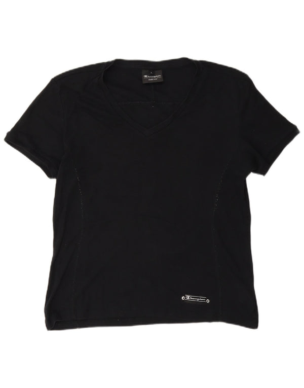 Champion Dame T-Shirt Top UK 16 Stor Sort Bomuld