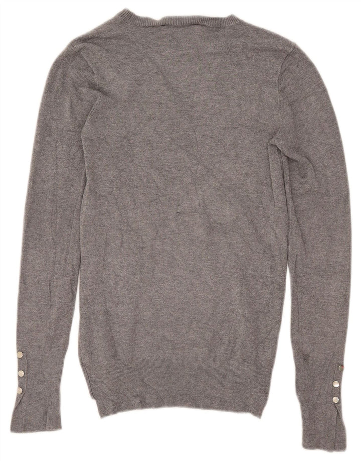 Zara Dame Boat Neck Jumper Sweater UK 12 Medium Grey Flecked