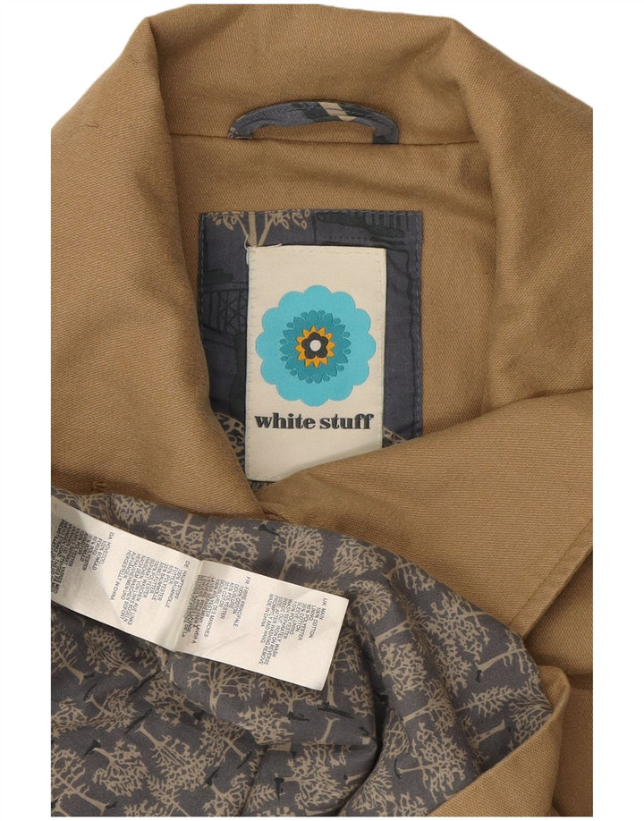 WHITE STUFF Womens Double Breasted Coat UK 12 Medium Beige Cotton