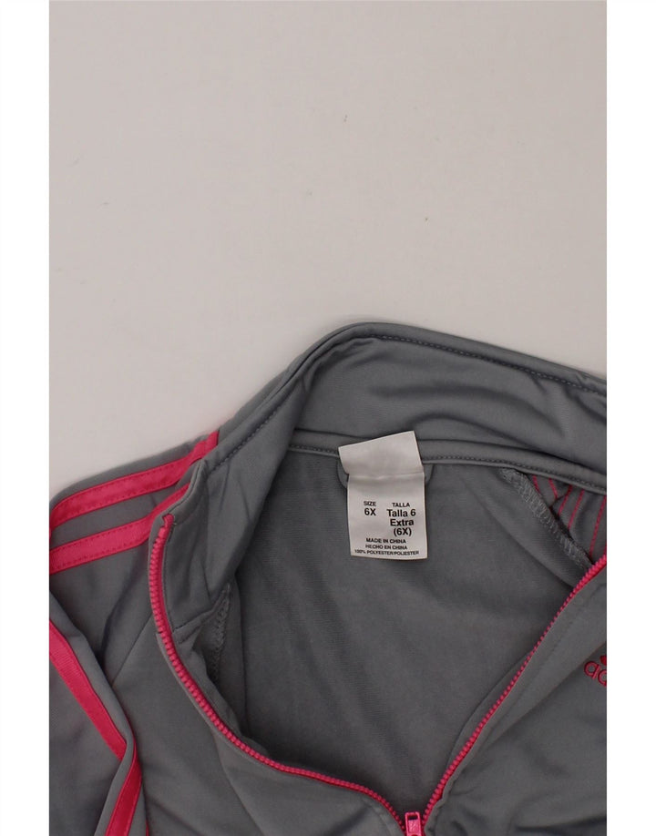 ADIDAS Girls Graphic Tracksuit Top Jacket 5-6 Years Grey Polyester Vintage Adidas and Second-Hand Adidas from Messina Hembry 
