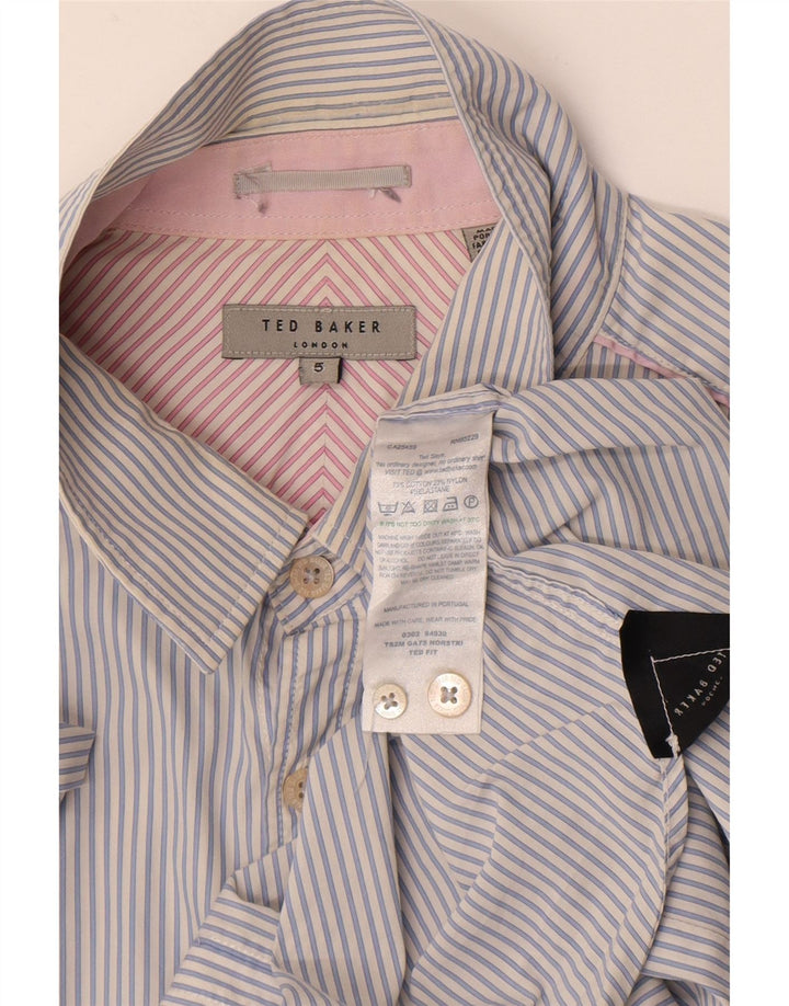 Ted Baker herreskjorte str. 5 XL Blå nålestribet bomuld