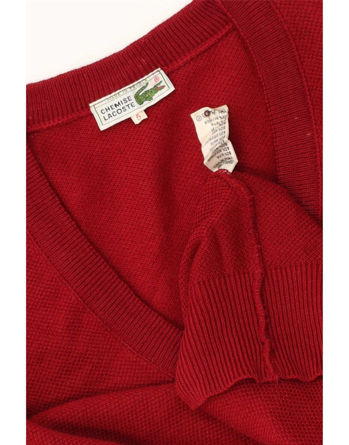Lacoste Herre V-hals sweater str. 5 Large Rød Uld