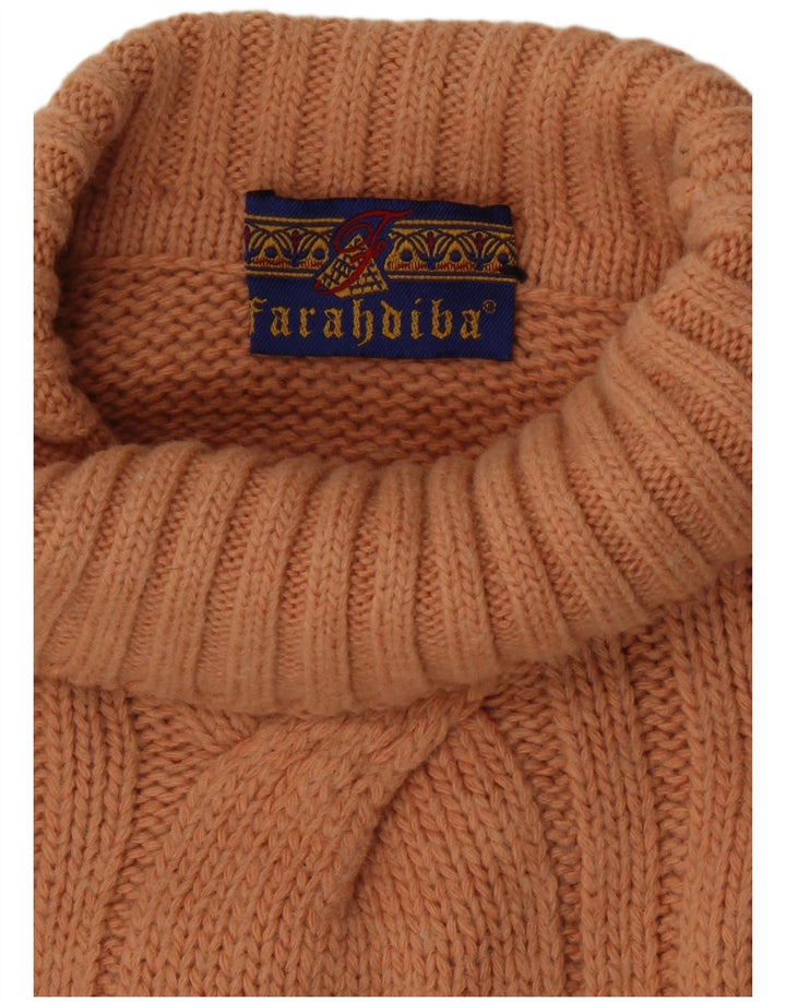 Vintage Dame Roll Neck Jumper Sweater UK 16 Large Orange