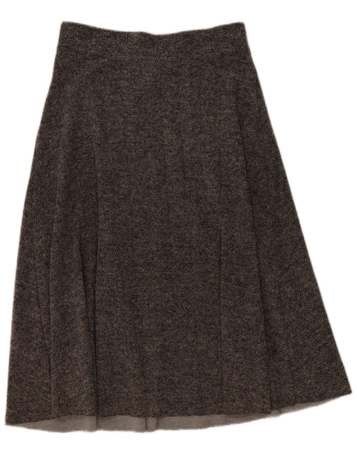 Zara Dame Midi A-Line nederdel Large W32 Grey Herringbone