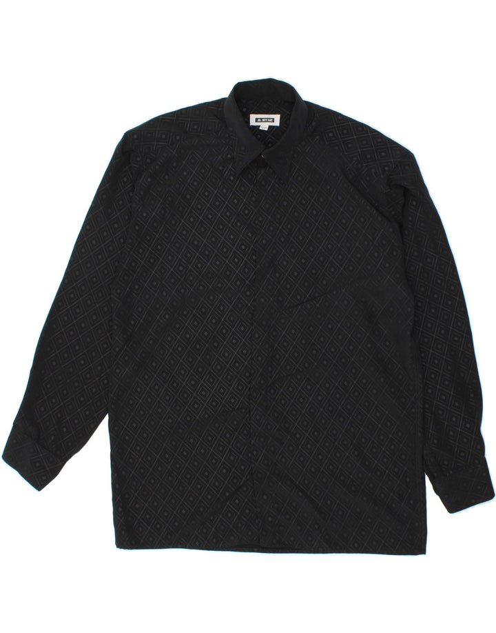 VINTAGE Mens Shirt Size 37/38 Small Black Argyle/Diamond Vintage Vintage and Second-Hand Vintage from Messina Hembry 
