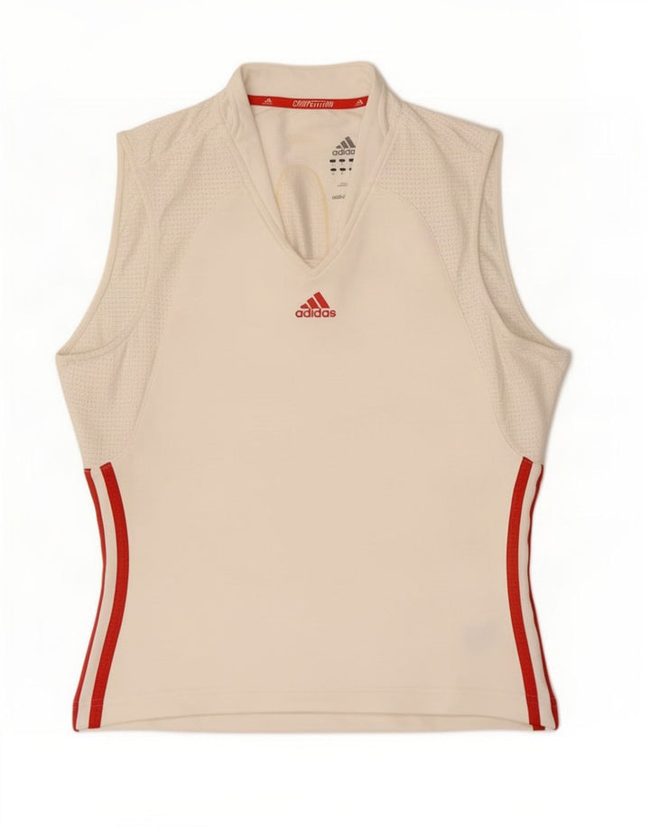 Adidas Damevest Top UK 14 Medium White Colourblock Polyester