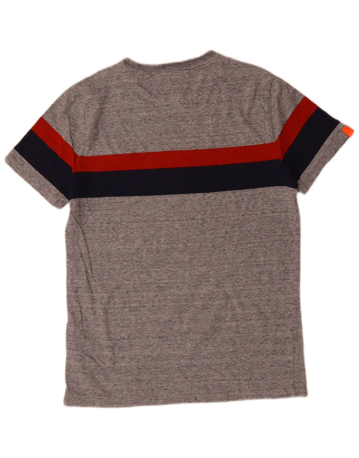 SUPERDRY Herre T-shirt Top Medium Grey Colourblock Bomuld