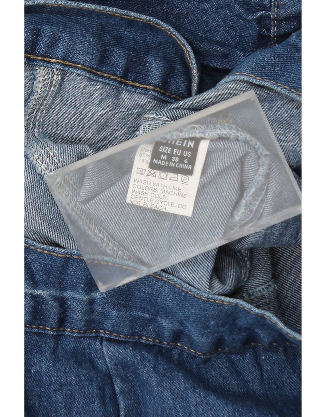 SHEIN Dame Crop Kortærmet Denim Cardigan Top UK 12 Medium Blue Bomuld