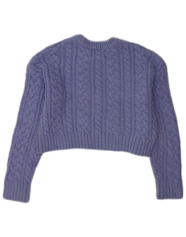 Zara Girls Crop Crew Neck Jumper Sweater 13-14 år Blå Akryl