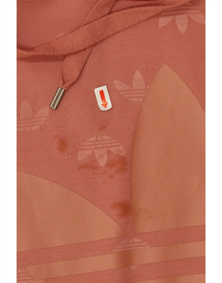 Adidas Dame Oversized Grafisk Hoodie Jumper UK 10 Small Orange Polyester