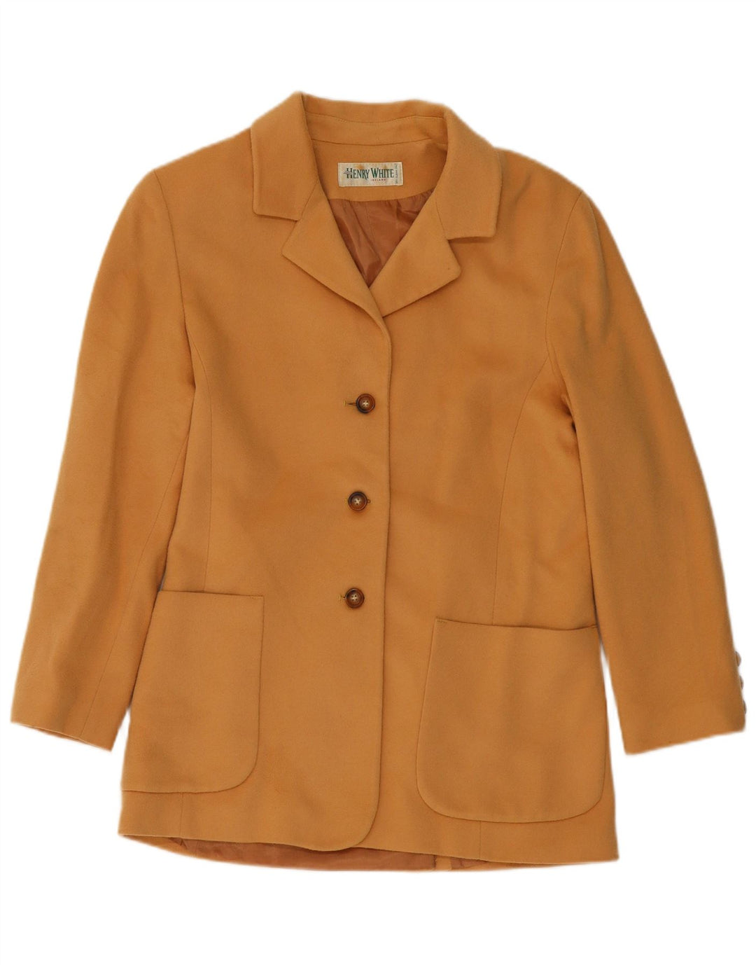HENRY WHITE Dame 3-knaps blazerjakke UK 14 Stor beige uld
