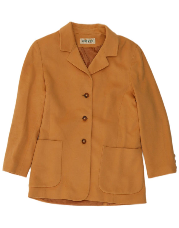 HENRY WHITE Dame 3-knaps blazerjakke UK 14 Stor beige uld