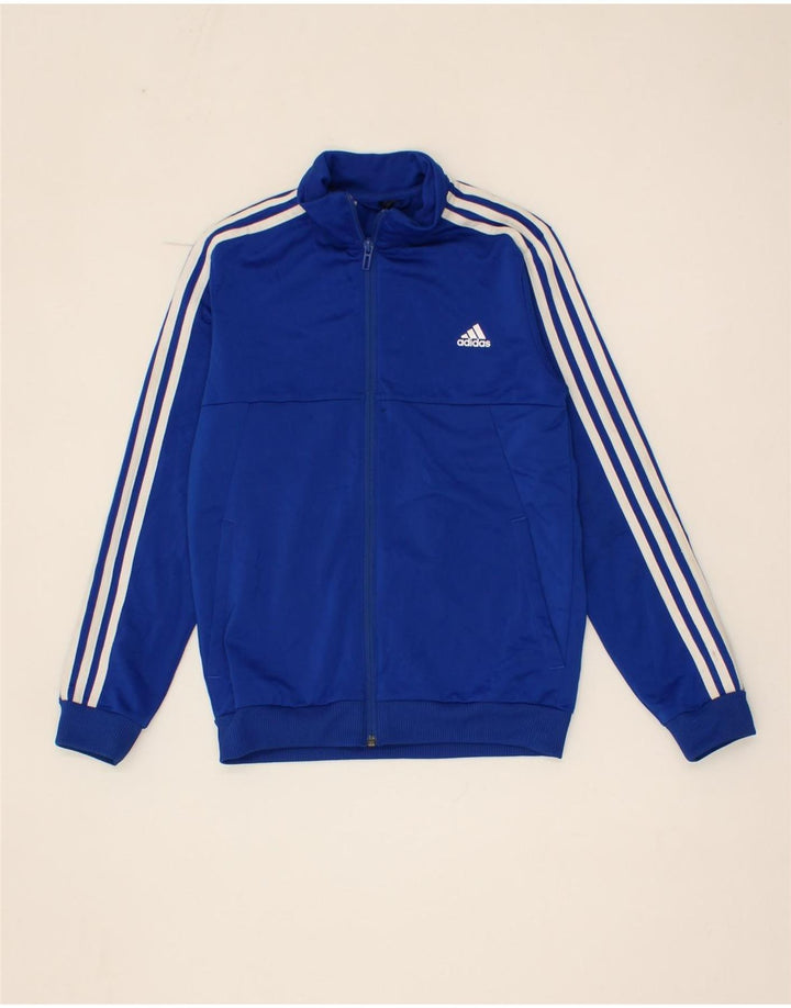 ADIDAS Boys Climalite Tracksuit Top Jacket 11-12 Years Blue Polyester Vintage Adidas and Second-Hand Adidas from Messina Hembry 