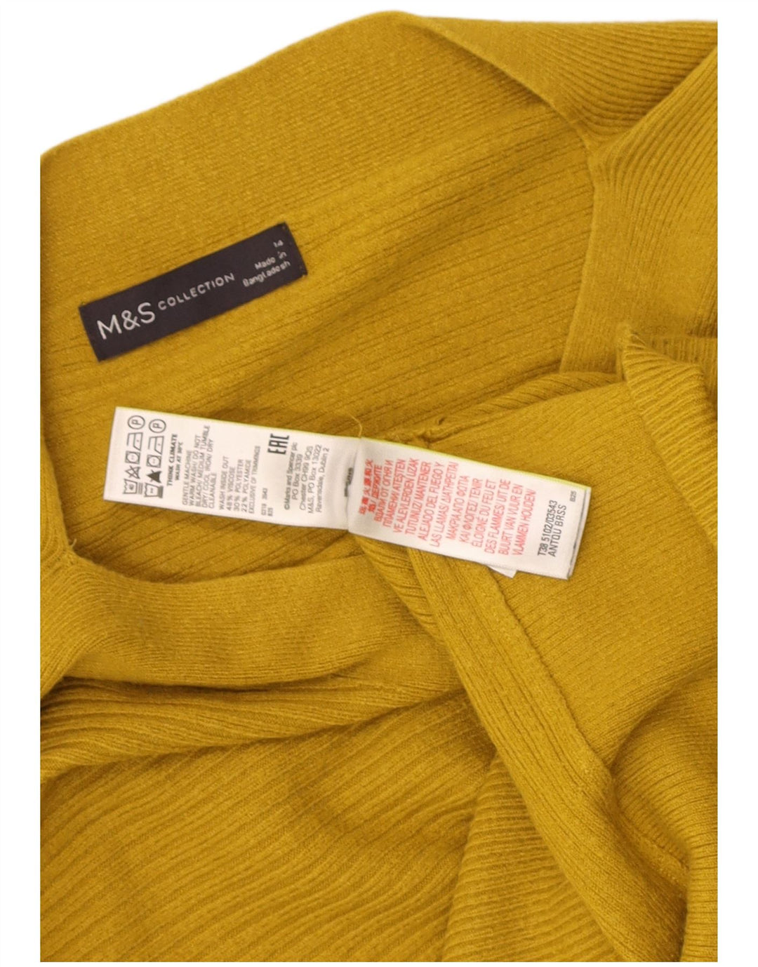 Marks & Spencer Dame Boat Neck Jumper Sweater UK 14 Medium Yellow Viscose