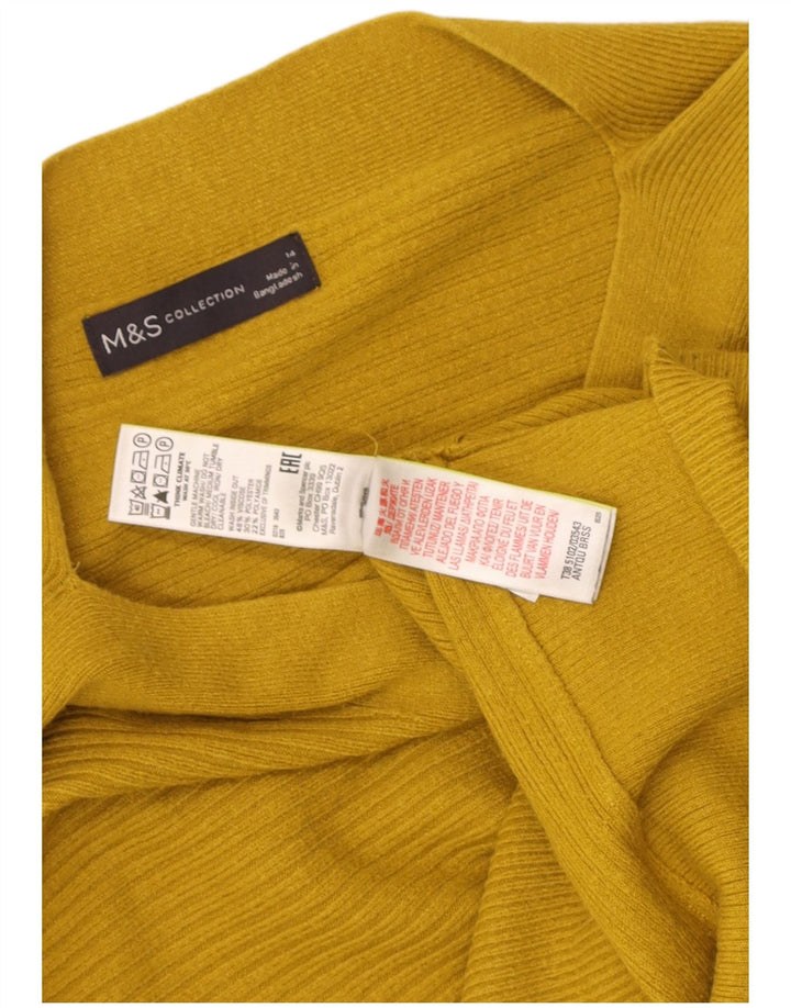 Marks & Spencer Dame Boat Neck Jumper Sweater UK 14 Medium Yellow Viscose