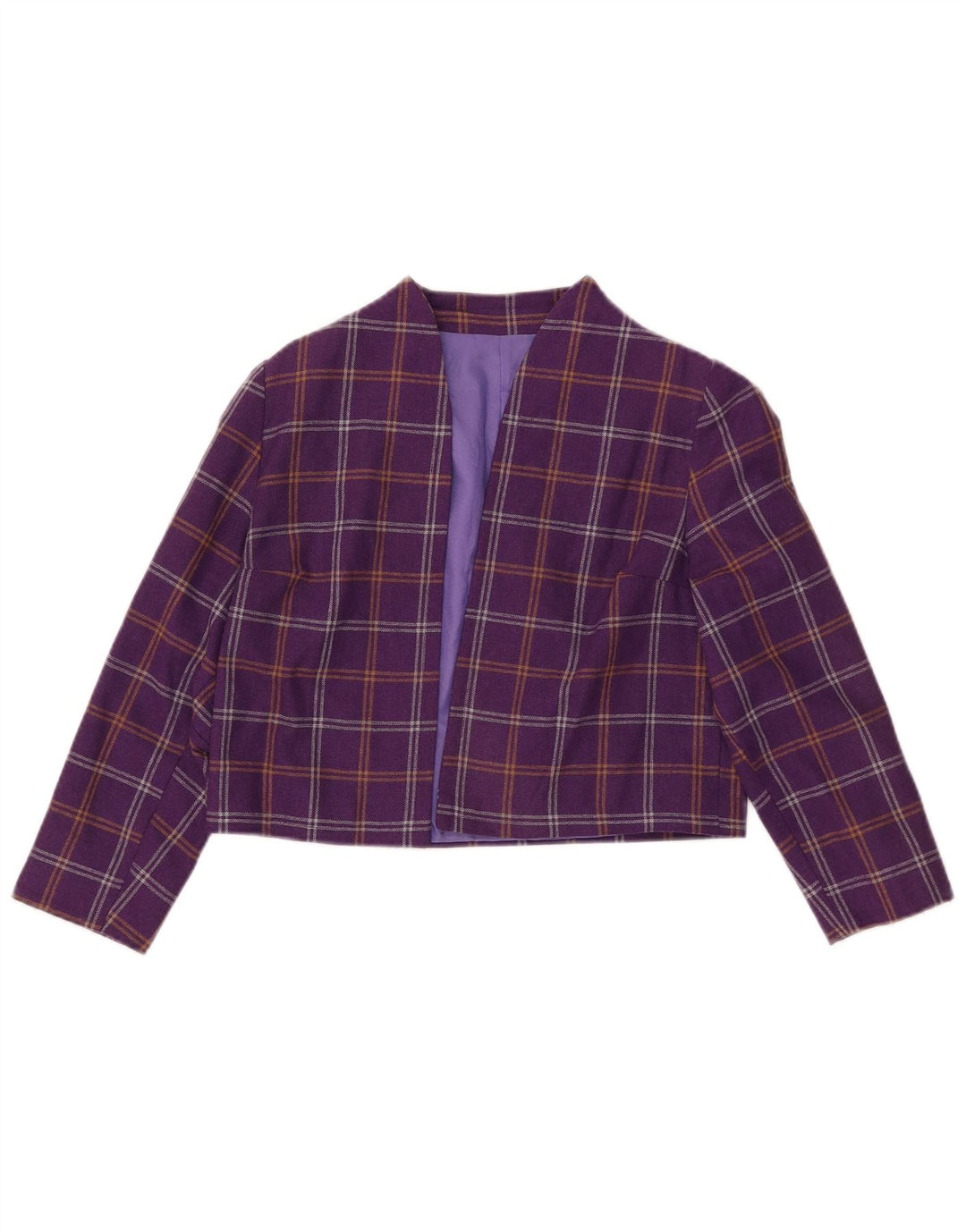 VINTAGE Bolero-jakke til kvinder UK 10 Small Purple Check
