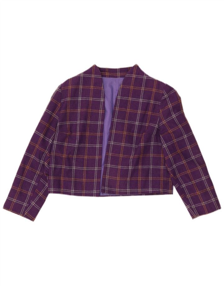 VINTAGE Bolero-jakke til kvinder UK 10 Small Purple Check