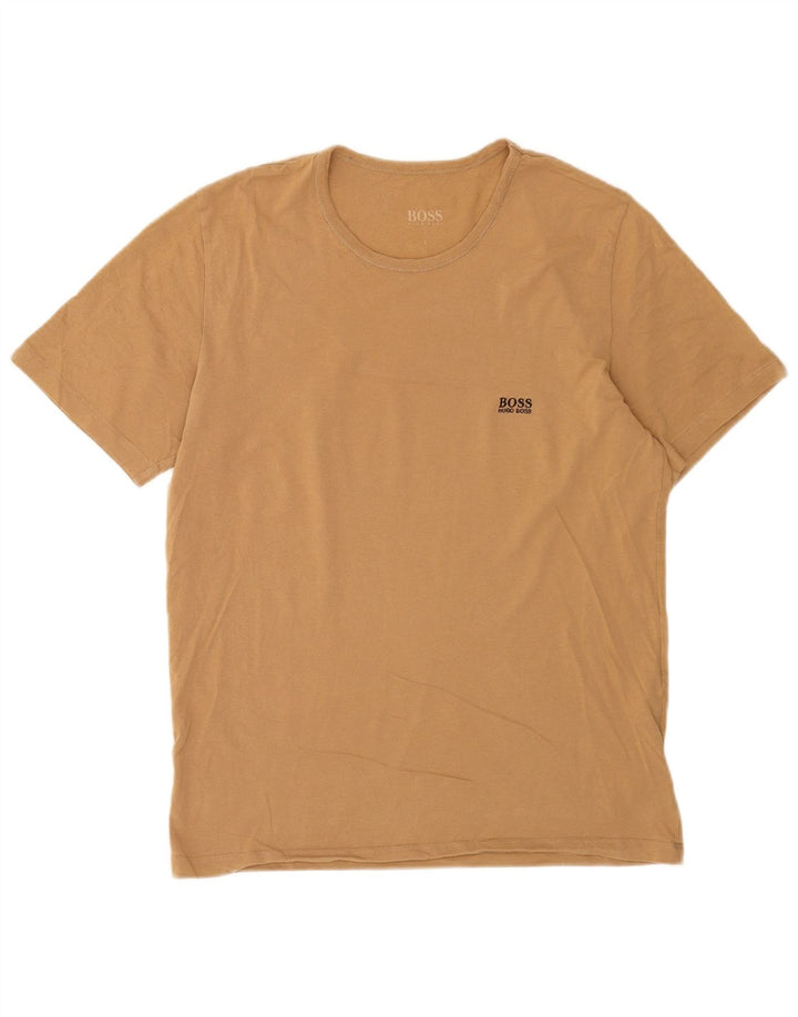 Hugo Boss Herre T-Shirt Top Stor Beige Bomuld