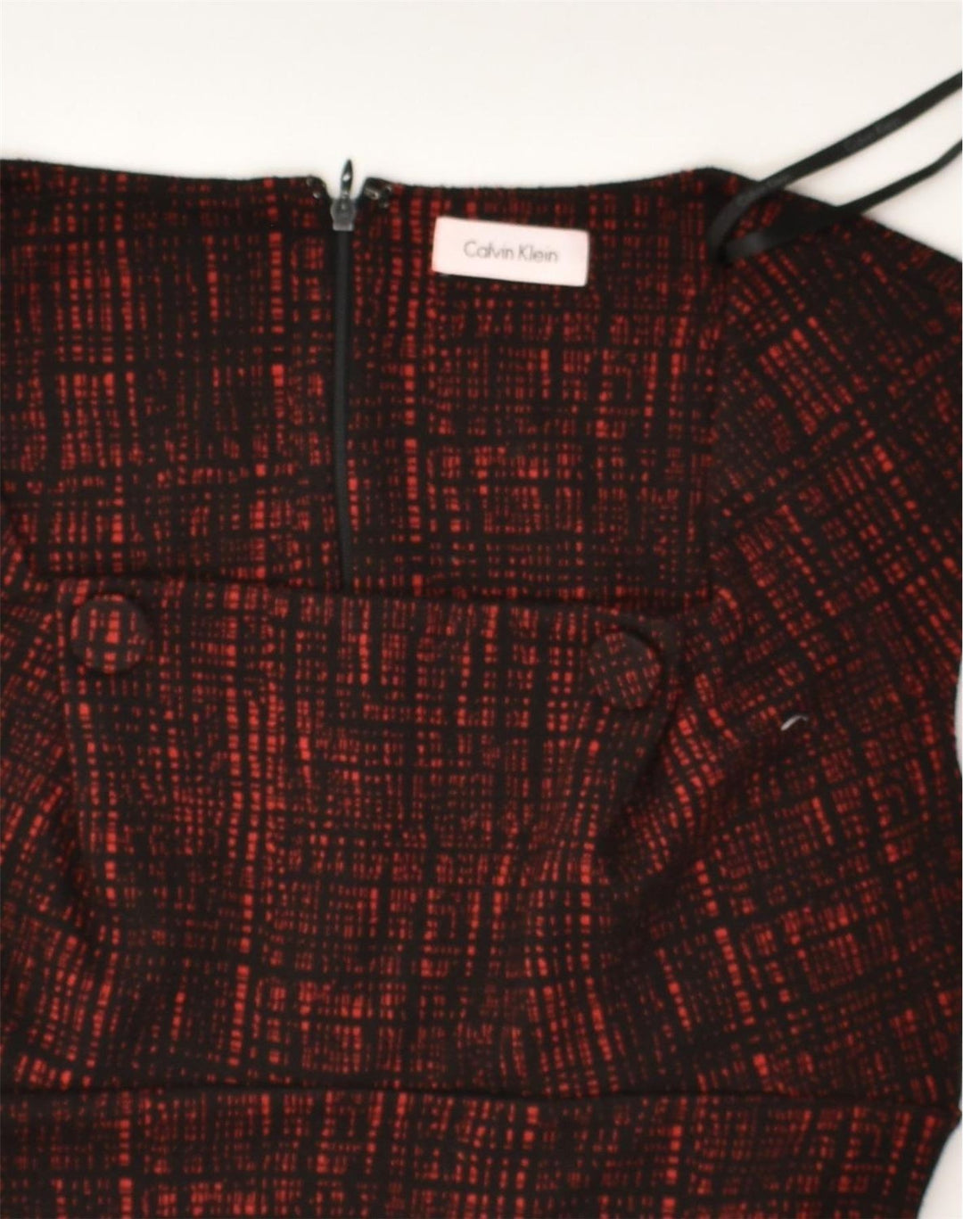 CALVIN KLEIN Womens Sheath Dress UK 10 Small Burgundy Polyester | Vintage Calvin Klein | Thrift | Second-Hand Calvin Klein | Used Clothing | Messina Hembry 