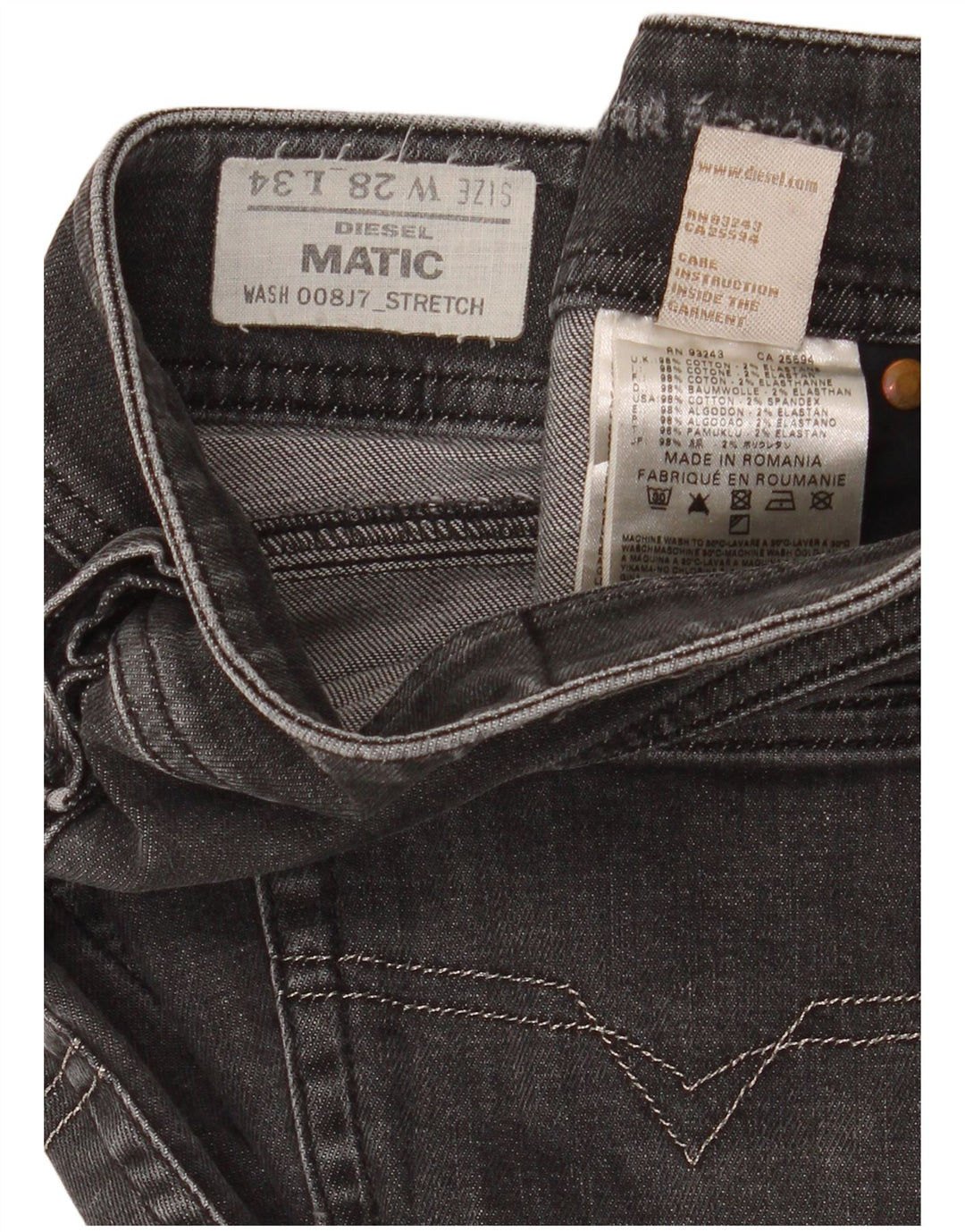 Diesel Dame Matic Slim Jeans W28 L34 Sort Bomuld