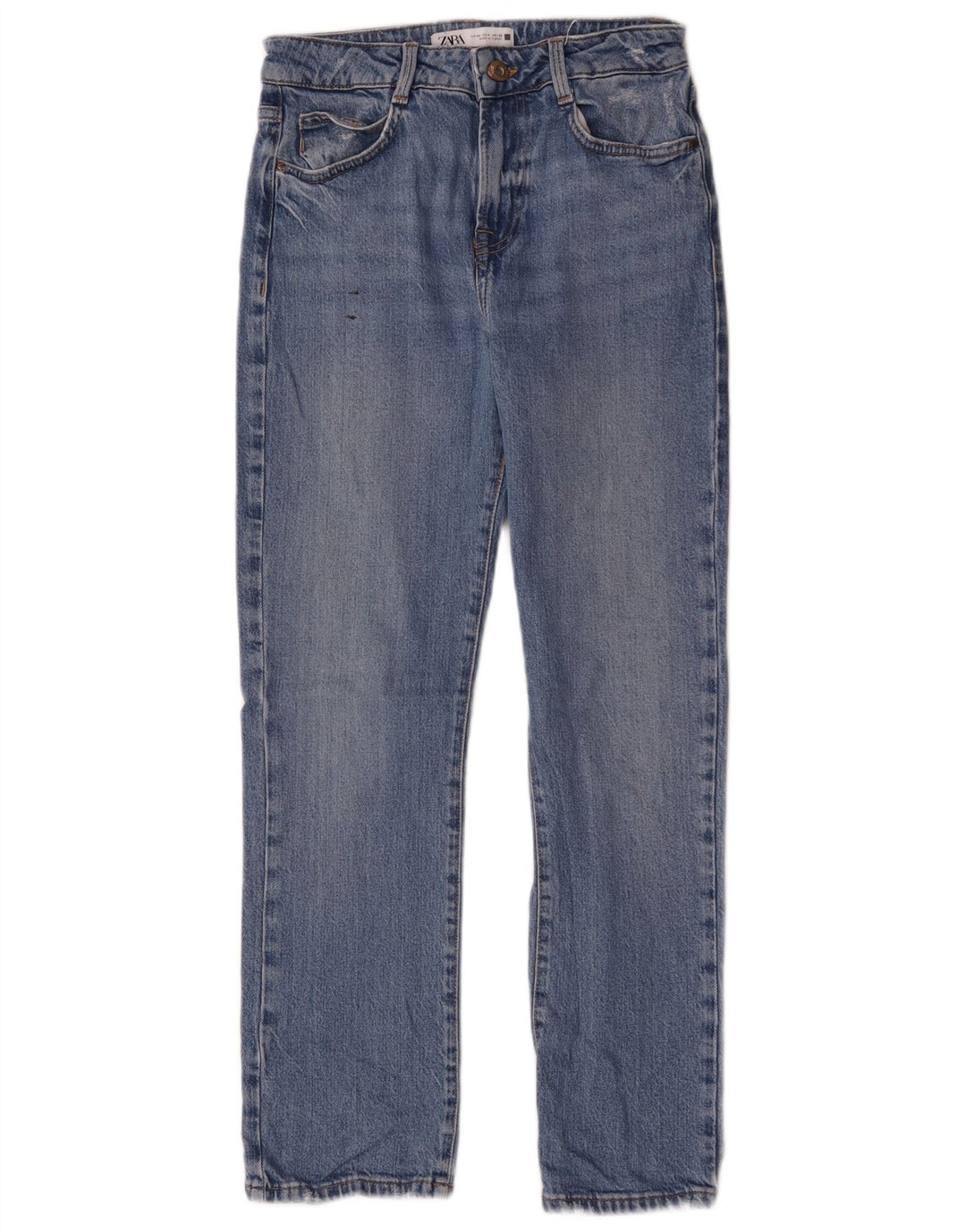 Zara Dame Straight Jeans EU 36 Small W26 L27 Blå Bomuld