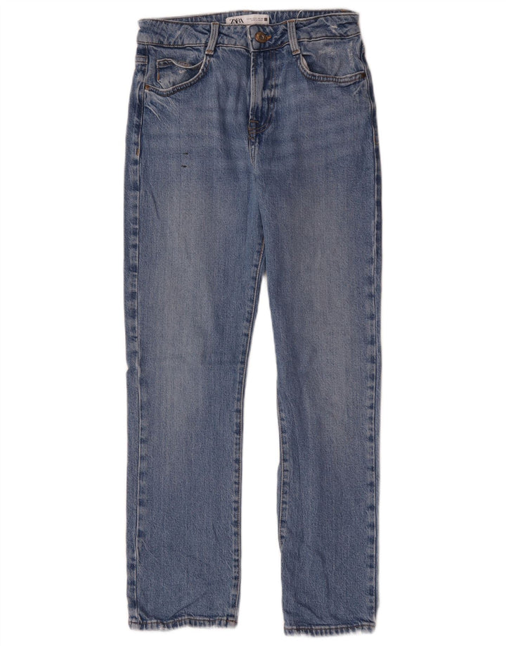 Zara Dame Straight Jeans EU 36 Small W26 L27 Blå Bomuld