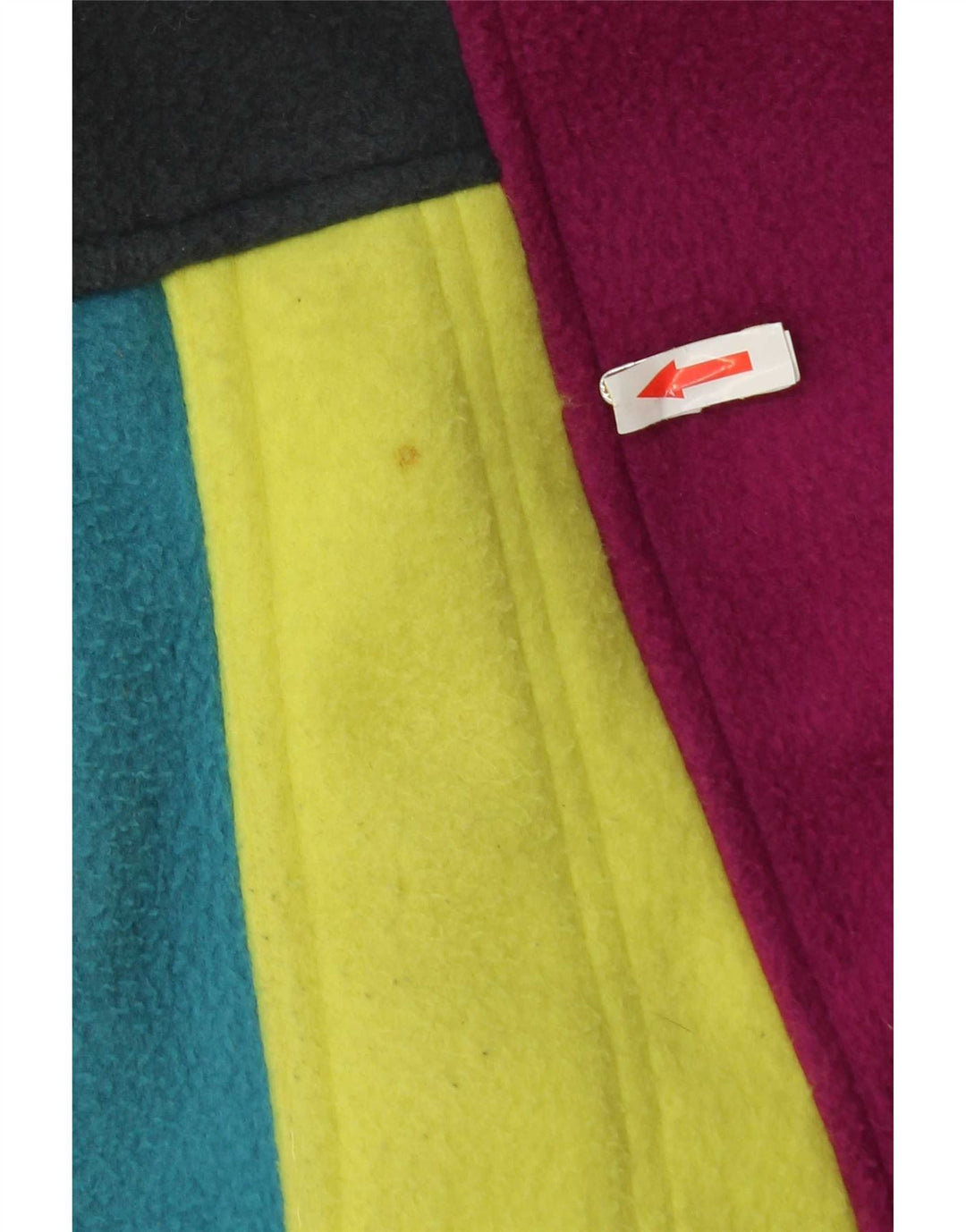 Vintage Herre grafisk fleecejakke UK 40 Stor flerfarvet Colourblock