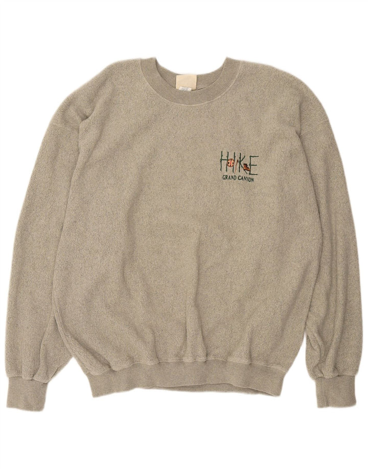 Vintage fleecetrøje til mænd XL grå bomuld