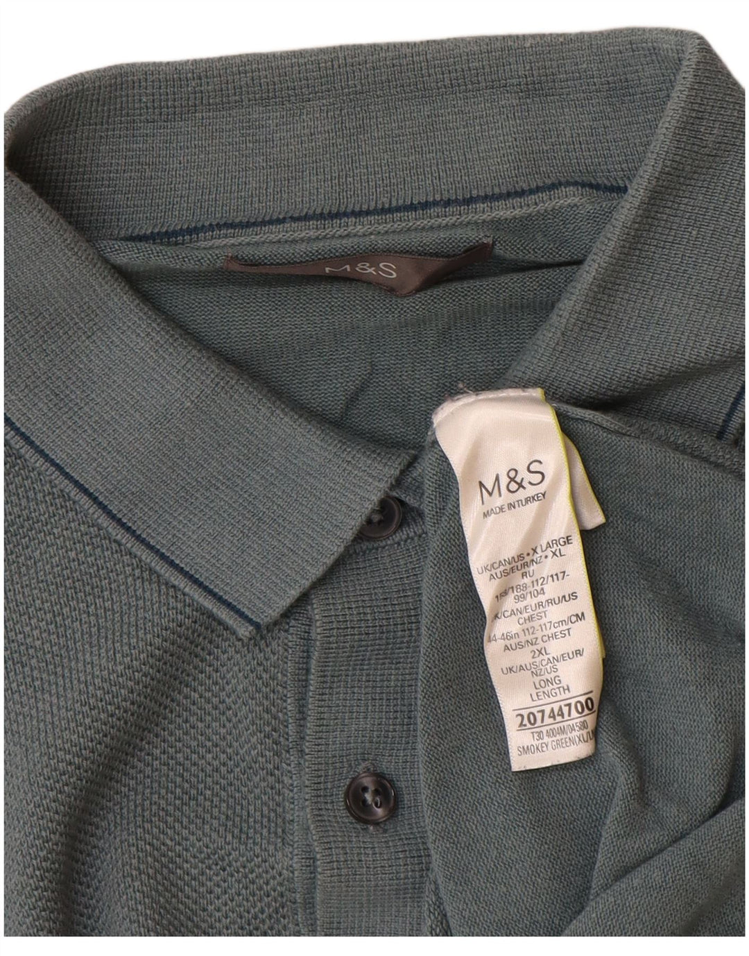 Marks & Spencer Herre Polo Neck Jumper Sweater XL Blå Modal