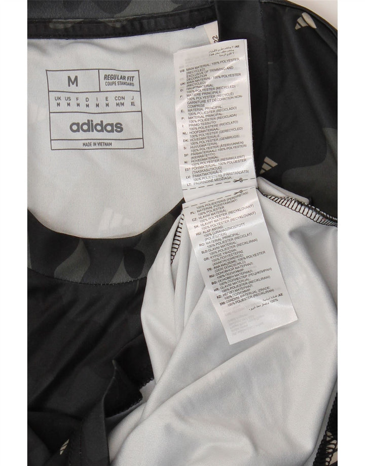 Adidas Herre Aeroready Grafisk T-Shirt Top Medium Sort Camouflage Polyester