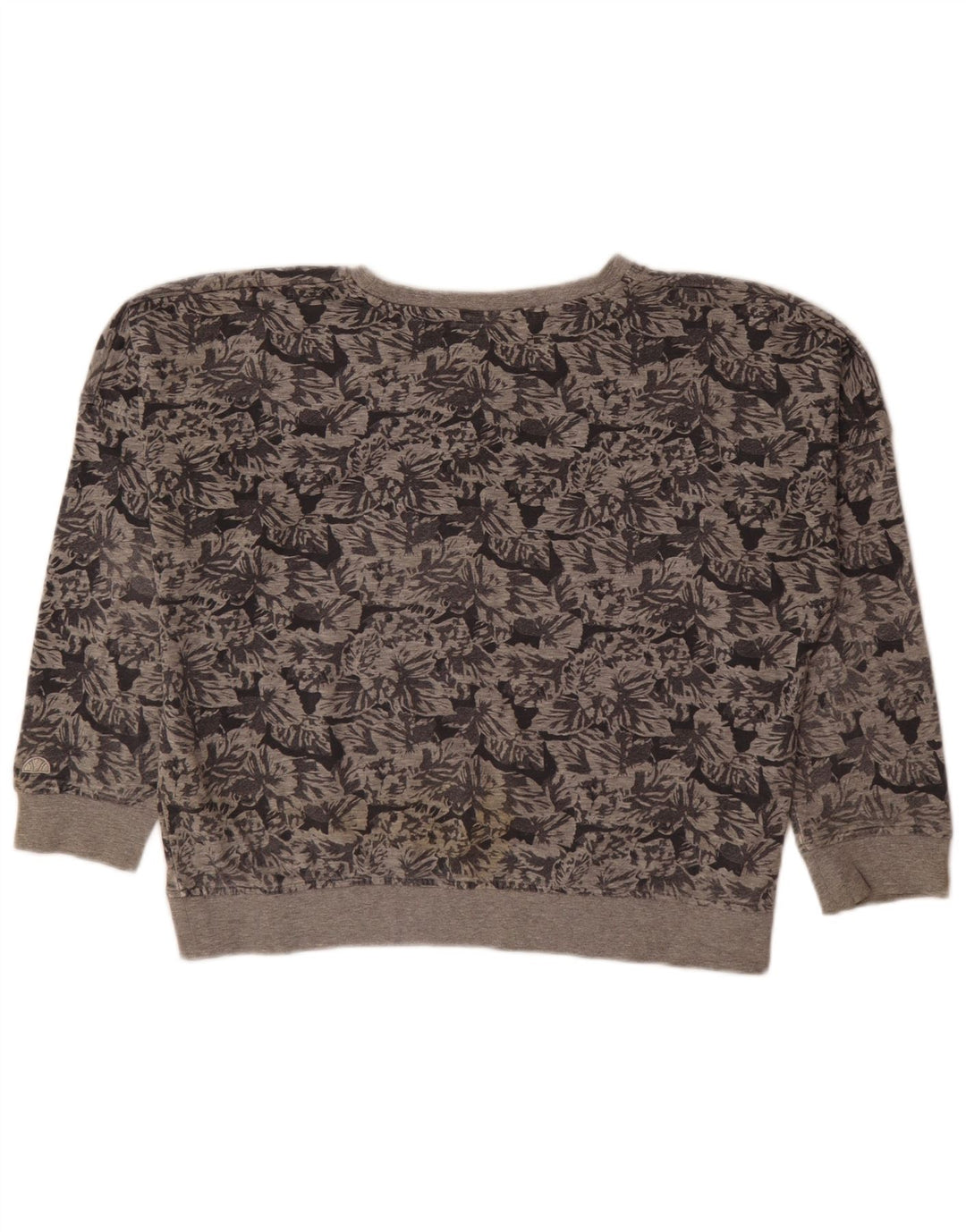 Ellesse Womens Oversized Sweatshirt Jumper UK 14 Medium Grey Floral Bomuld