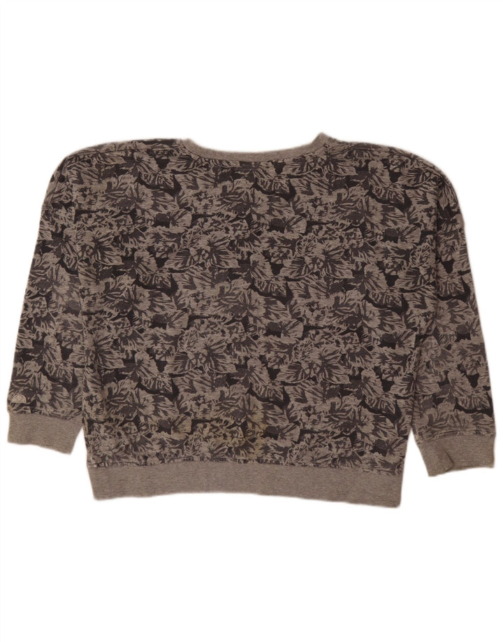Ellesse Womens Oversized Sweatshirt Jumper UK 14 Medium Grey Floral Bomuld