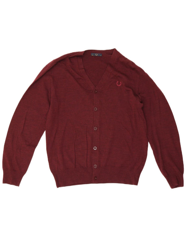Fred Perry Herre cardigan sweater Medium Bourgogne uld