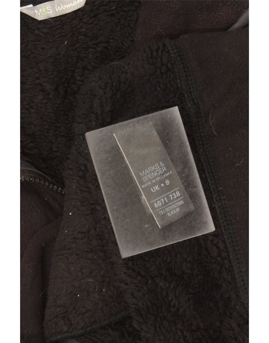 Marks & Spencer Sherpa Fleecejakke til kvinder UK 8 Lille sort polyester