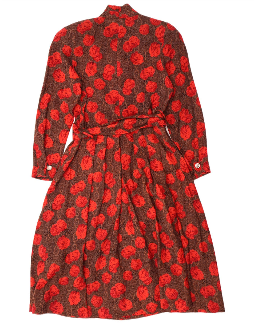 STANNER Langærmet A-line kjole til kvinder IT 42 Medium Brun Blomsteruld