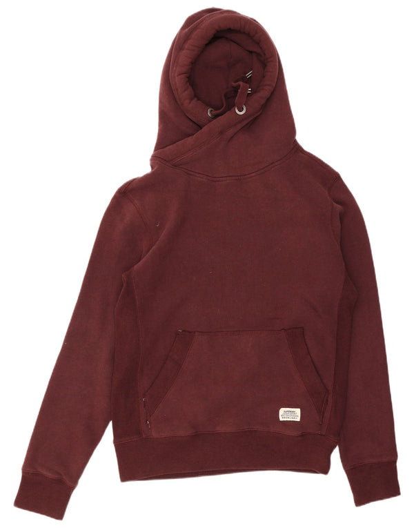Superdry Dame Hættetrøje UK 12 Medium Bourgogne Bomuld