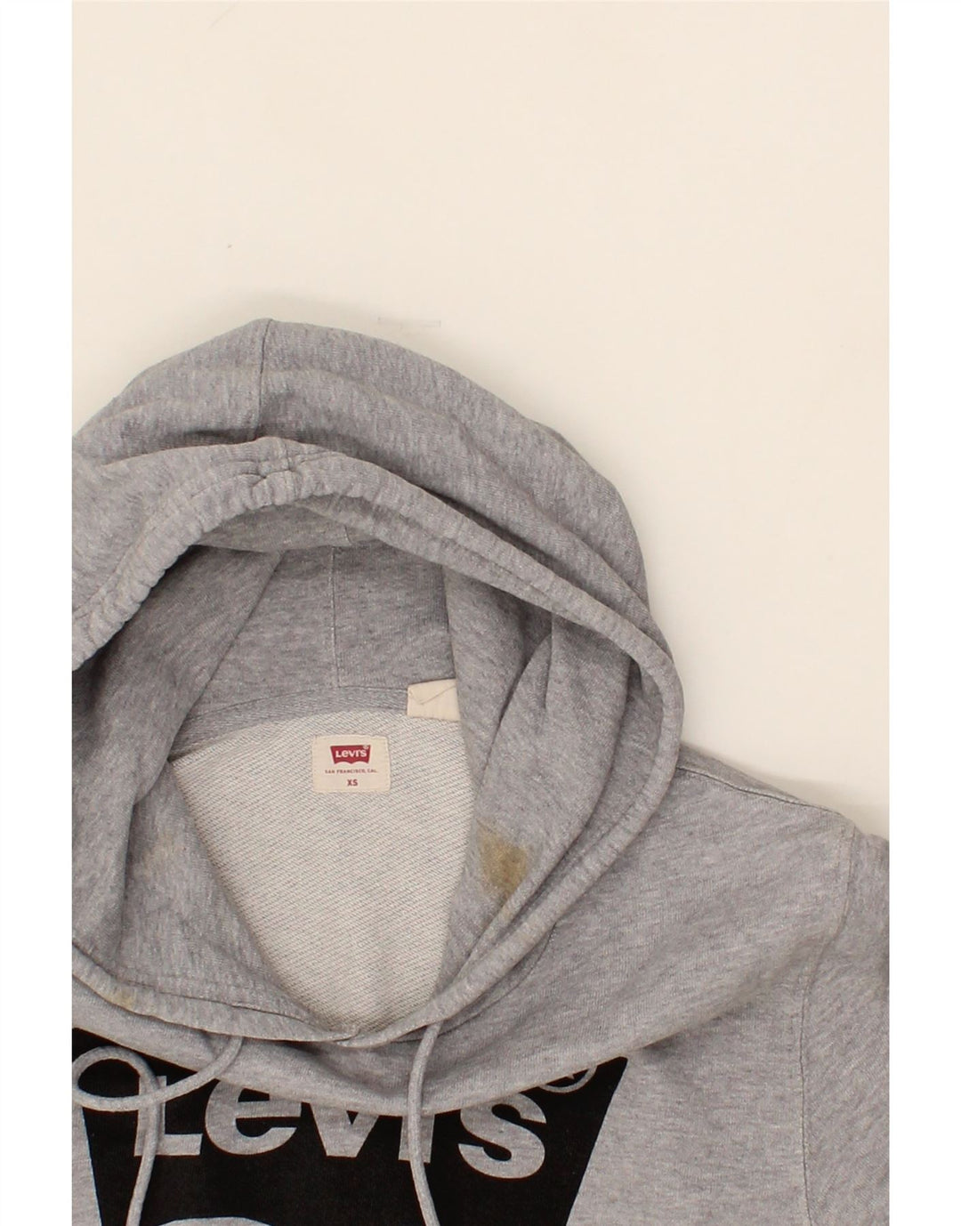 LEVI'S Mens Graphic Hoodie Jumper XS Grey Cotton Vintage Levi's and Second-Hand Levi's from Messina Hembry 