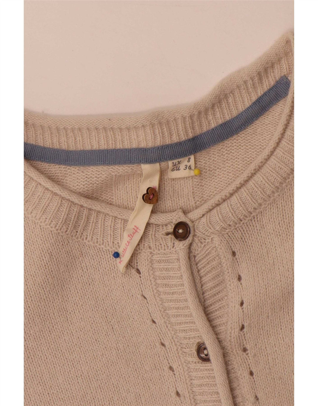 White Stuff Dame Cardigan Sweater UK 8 Small Off Nylon