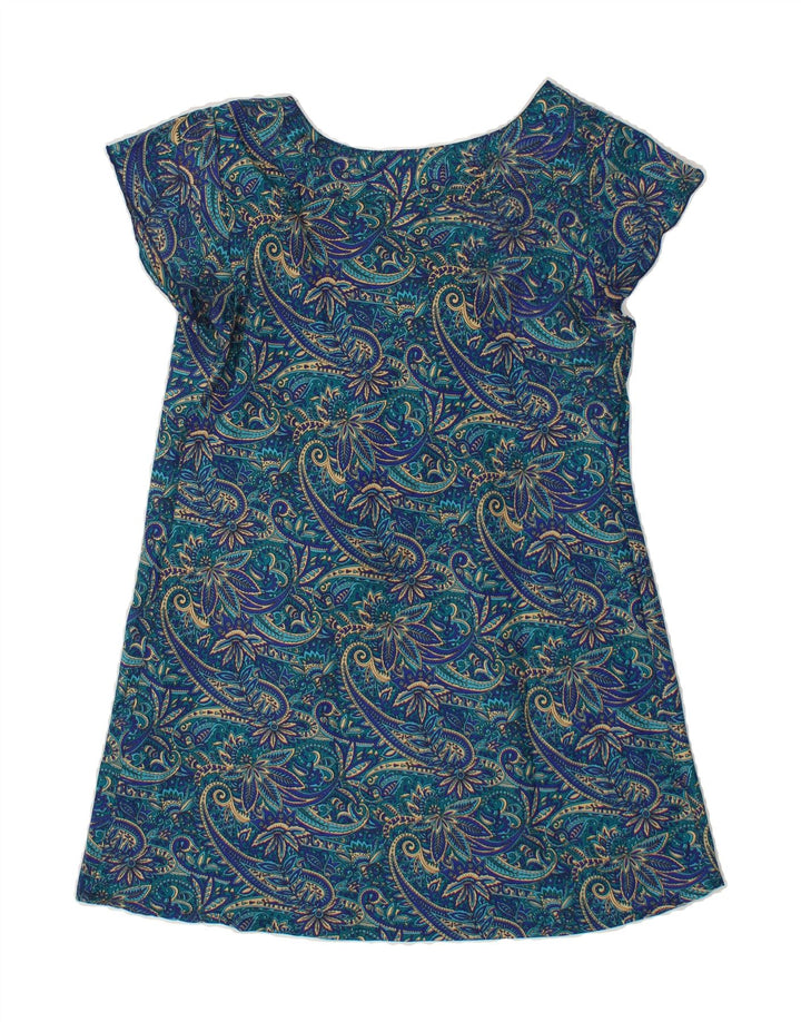 VINTAGE Womens Tunic Top UK 14 Medium Blue Paisley Polyester Vintage Vintage and Second-Hand Vintage from Messina Hembry 