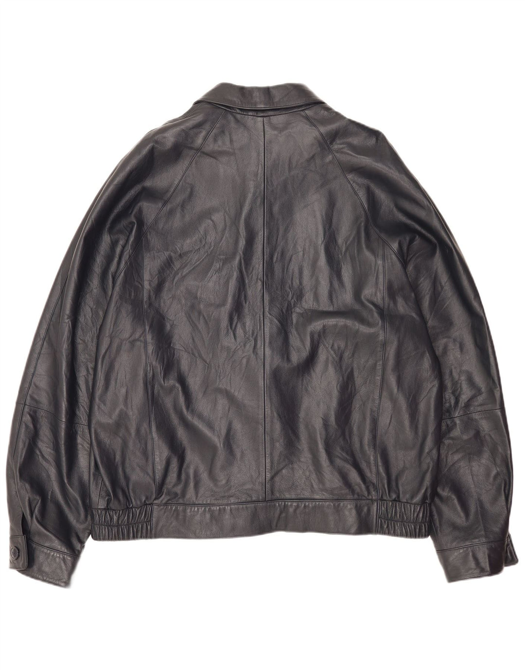Vintage Mens Bomber Leather Jacket IT 56 3XL Black Leather