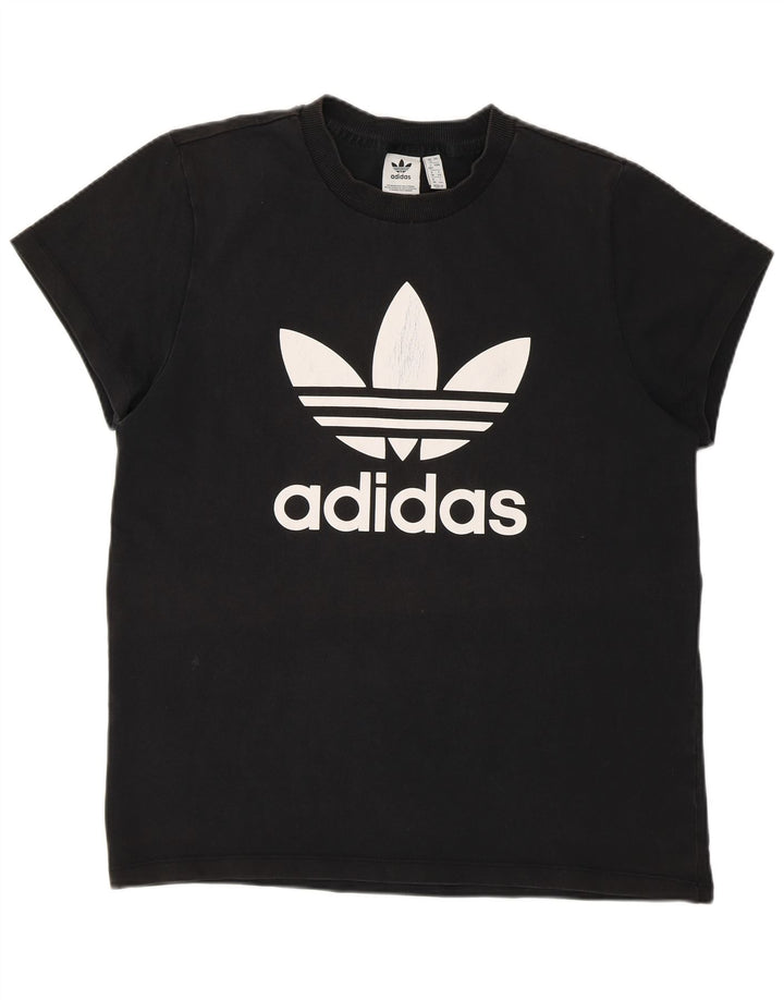 Adidas Dame Grafisk T-Shirt Top UK 12 Medium Sort
