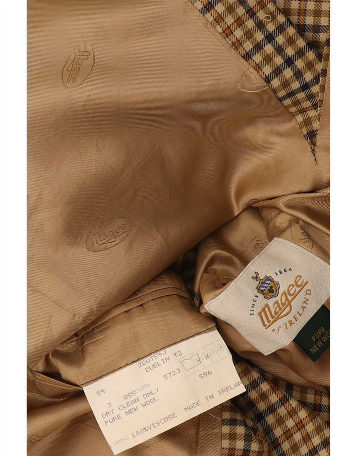 Magee Herre 2 Button Blazer Jacket EU 54 Large Beige Check New Wool