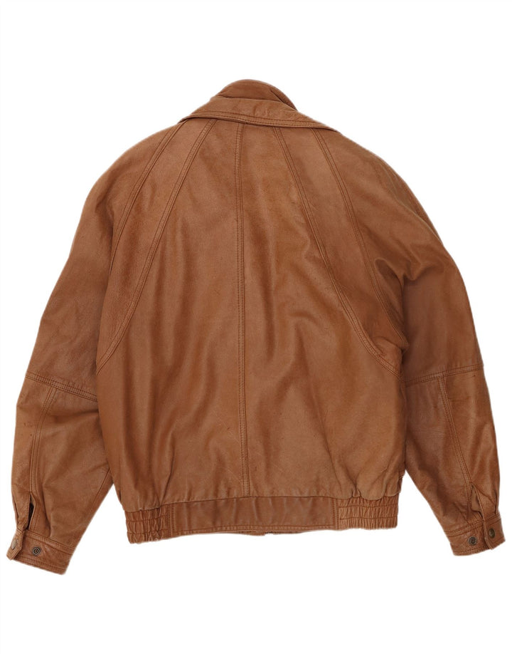 Vintage Herre Bomber Læderjakke UK 38 Medium Brun Læder