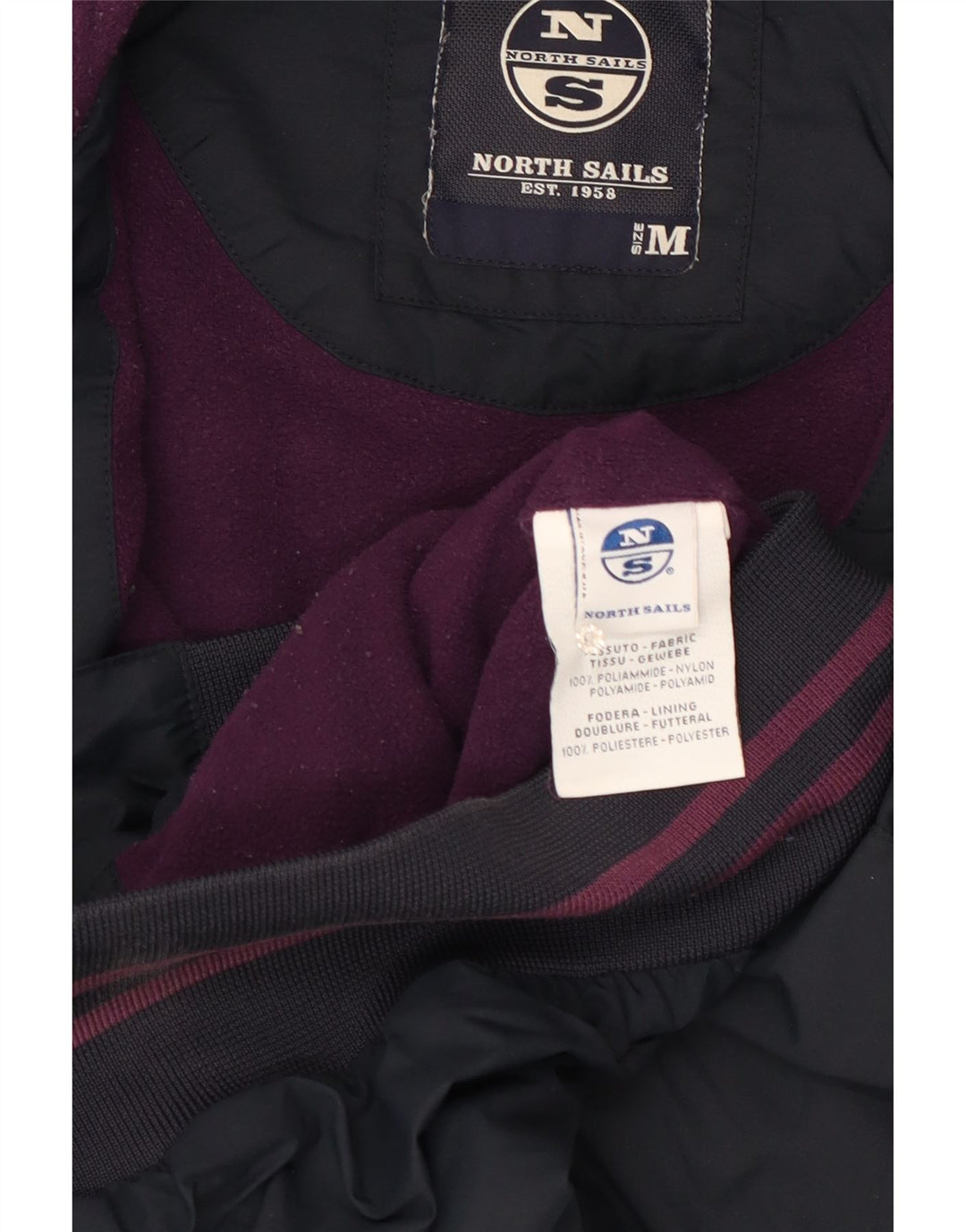 North Sails Herre Hooded Bomber Jacket UK 38 Medium Navy Blue Polyamide