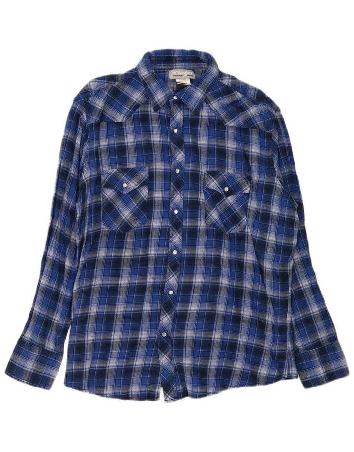 Wrangler Flanellskjorte til mænd XL blå ternet bomuld