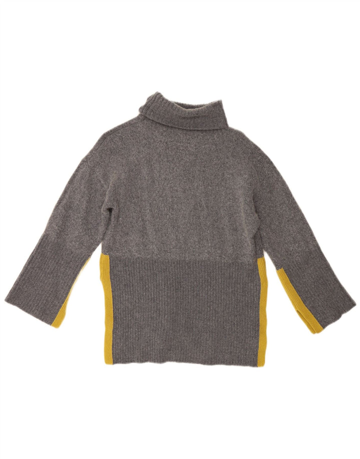 White Stuff Dame Roll Neck Jumper Sweater UK 10 Small Grey Colourblock