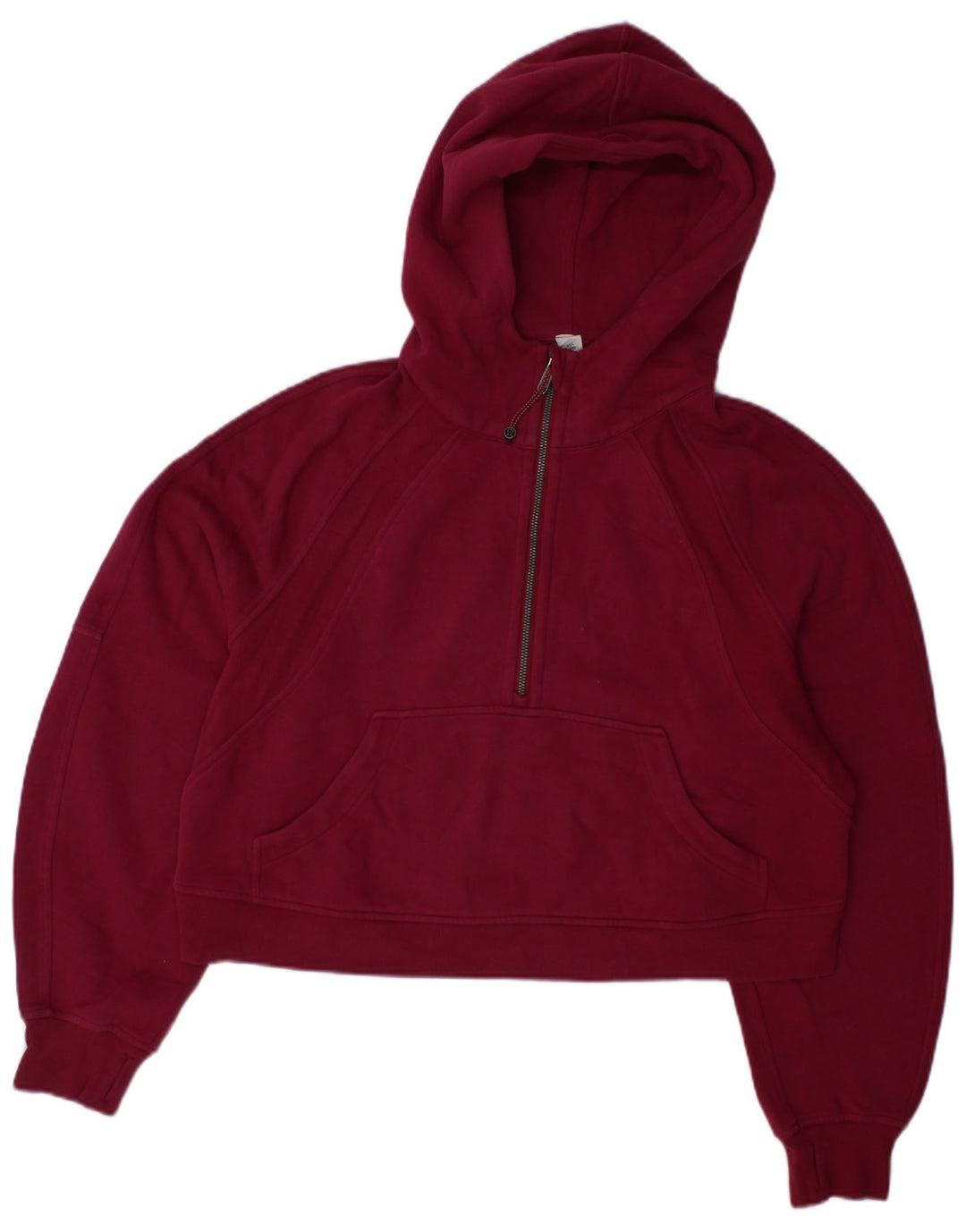 LULULEMON Dame Oversized Crop Hoodie Jumper UK 14 Medium Burgundy