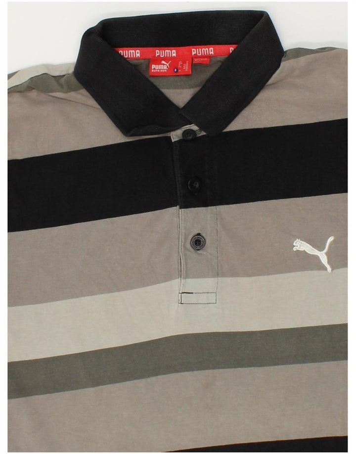 PUMA Poloshirt til mænd mellem grå stribet