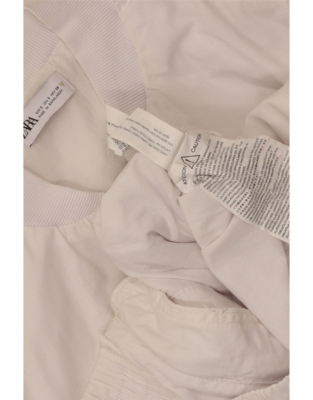 Zara Oversized Bomber Jacket UK 10 Small White Bomuld