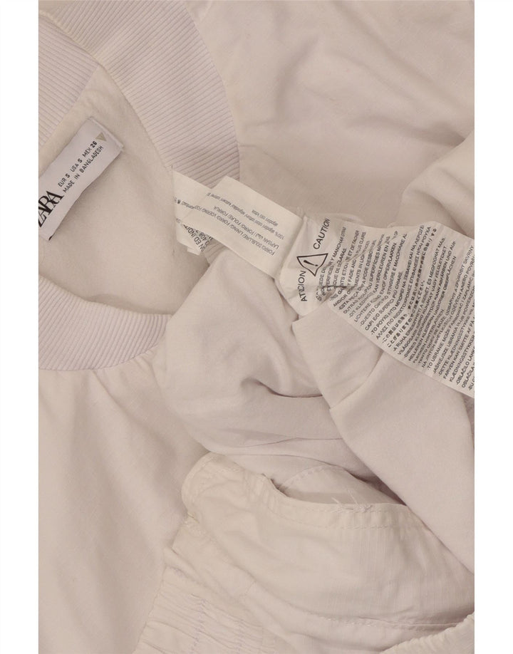 Zara Oversized Bomber Jacket UK 10 Small White Bomuld